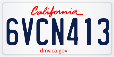 CA license plate 6VCN413