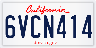 CA license plate 6VCN414