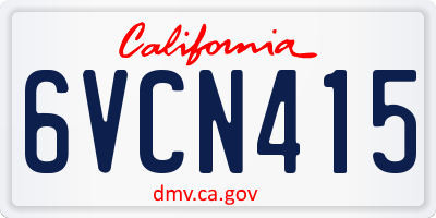 CA license plate 6VCN415