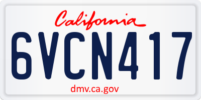 CA license plate 6VCN417