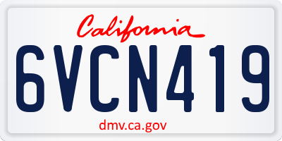 CA license plate 6VCN419