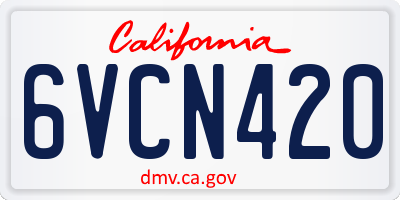 CA license plate 6VCN420