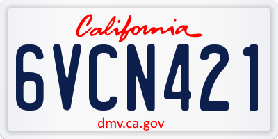 CA license plate 6VCN421
