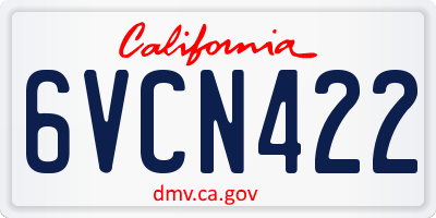 CA license plate 6VCN422