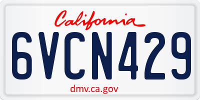 CA license plate 6VCN429
