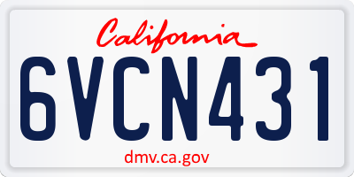 CA license plate 6VCN431