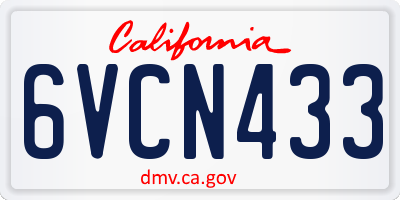 CA license plate 6VCN433