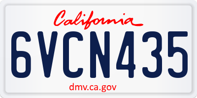 CA license plate 6VCN435