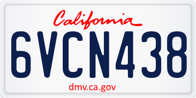 CA license plate 6VCN438