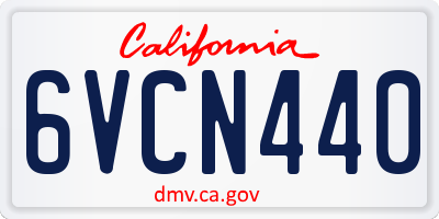 CA license plate 6VCN440