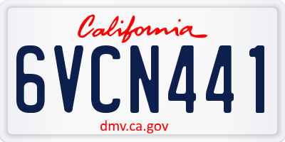 CA license plate 6VCN441