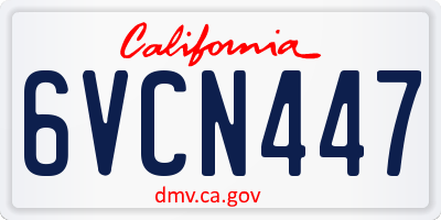 CA license plate 6VCN447