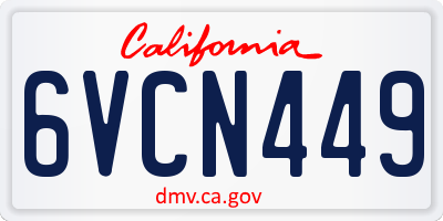 CA license plate 6VCN449
