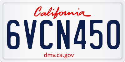CA license plate 6VCN450
