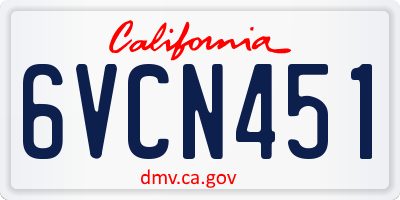 CA license plate 6VCN451