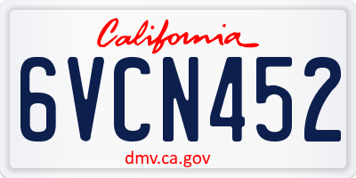 CA license plate 6VCN452
