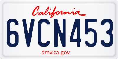 CA license plate 6VCN453