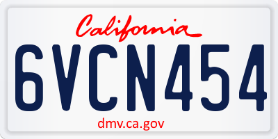 CA license plate 6VCN454