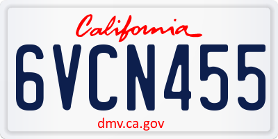 CA license plate 6VCN455