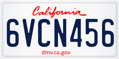 CA license plate 6VCN456