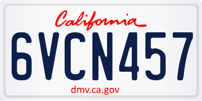 CA license plate 6VCN457