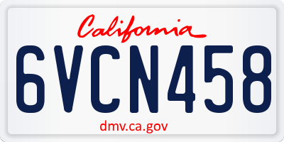 CA license plate 6VCN458