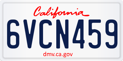 CA license plate 6VCN459