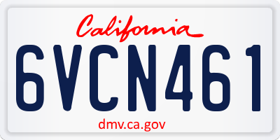 CA license plate 6VCN461