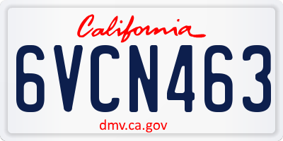 CA license plate 6VCN463