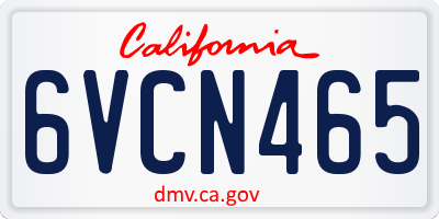 CA license plate 6VCN465