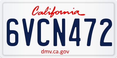 CA license plate 6VCN472