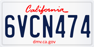CA license plate 6VCN474