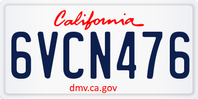 CA license plate 6VCN476