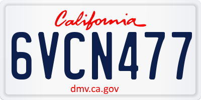 CA license plate 6VCN477