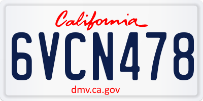 CA license plate 6VCN478