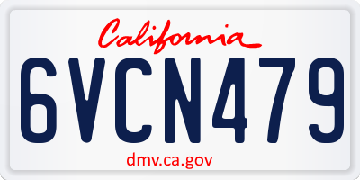 CA license plate 6VCN479