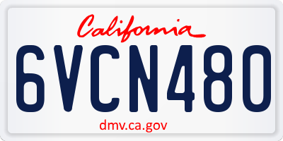 CA license plate 6VCN480