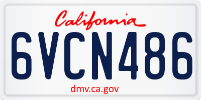 CA license plate 6VCN486