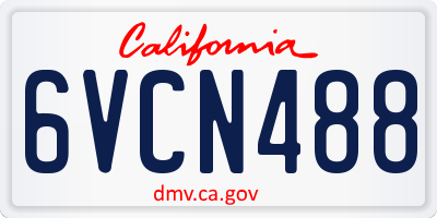 CA license plate 6VCN488