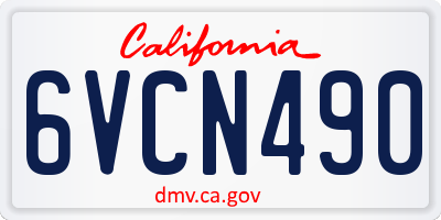 CA license plate 6VCN490