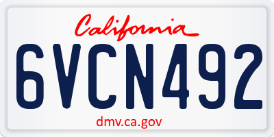 CA license plate 6VCN492