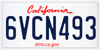 CA license plate 6VCN493
