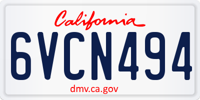 CA license plate 6VCN494