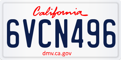 CA license plate 6VCN496
