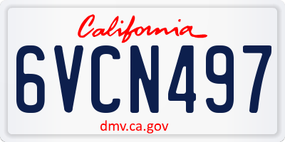 CA license plate 6VCN497
