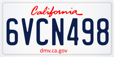 CA license plate 6VCN498