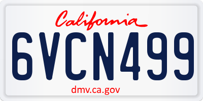 CA license plate 6VCN499