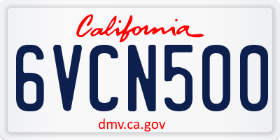 CA license plate 6VCN500