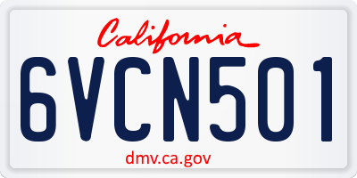 CA license plate 6VCN501