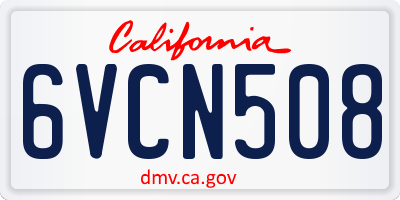 CA license plate 6VCN508